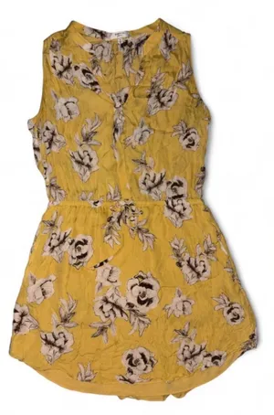 Babaton Yellow Floral Silk Dress with Cream and Brown Print thumbnail 1