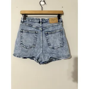ASOS Urban Revivo Asymmetric Denim Wrap Shorts Light Blue EUC Size‎ S thumbnail 8