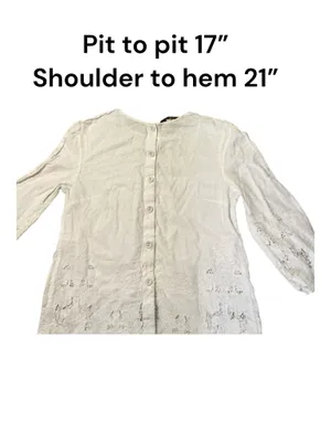 Nanette Lepore Swim White Eyelet Lace Blouse Size Small Long Sleeve Button Back thumbnail 2