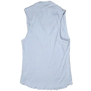 Truly Madly Deeply Light Blue‎ Ribbed Mock Neck Sleeveless Crop Tank Top XS thumbnail 2