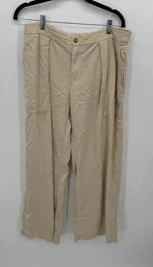 Banana Republic‎ Beige Tencel Wide Leg Pants High Rise Elastic Back Womens Large thumbnail 1