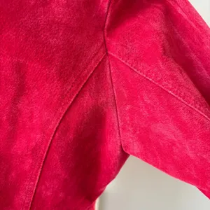 Y2K Vintage Suede Chore Jacket Deep Cherry Red Leather Coat Boho Western Utility thumbnail 16