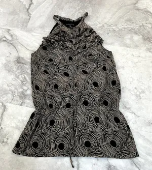Elena Solano‎ Women Size Small S Silk Ruffle Sleeveless Halter Top Blouse Shirt thumbnail 1