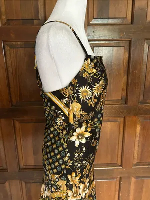 NWT Princess Polly Lucci Mini Dress Size 4 Black Gold Baroque Chain Satin Cami‎ thumbnail 3