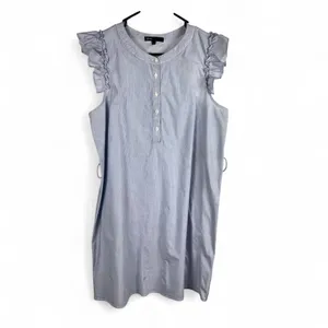 Gibson Ruffle-Sleeve Dress Size Large Blue Stretch Cotton thumbnail 2