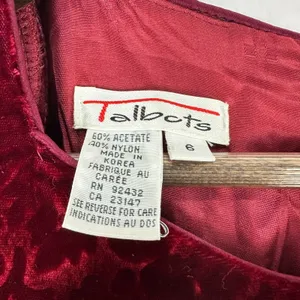 Talbots Midi Dress Womens‎ 6 Red Velvet Short Sleeve Romantic Modest Vintage thumbnail 5