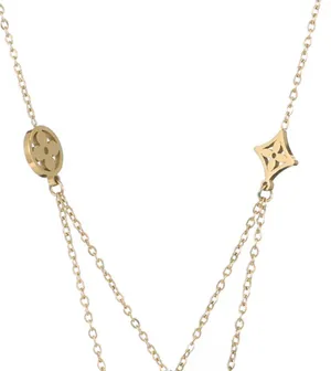 Clover Motif Golden Layered Necklace thumbnail 3
