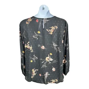 Maurices Black Floral Glitter Top Tunic XXL Criss-Cross Long Sleeve Pullover thumbnail 6