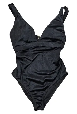 Mynah Black Rio Rainforest One‎ Piece Swimsuit V Neck XS thumbnail 1