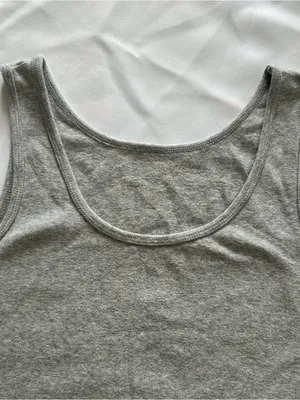 Target NWOT Small Gray Tank Crop Top Round Neck Solid Summer Beach Travel Sport Cruise thumbnail 2