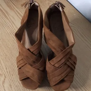 New Women’s Sexy Snake Print Suede Feel 5.5” Wedges Brown Size 5.5 thumbnail 5