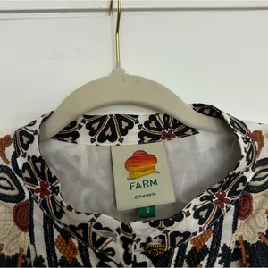 Flower Fan Tapestry Print Puff Sleeve Belted Mini Shirtdress thumbnail 5