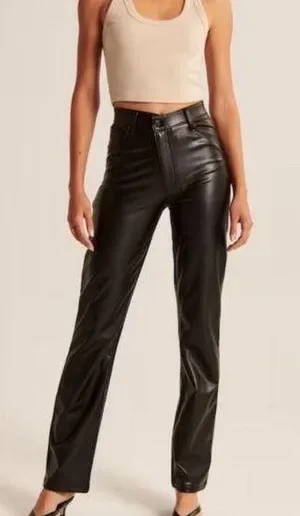 Abercrombie Criss Cross Waistband Vegan Leather 90s High Rise 27 XS thumbnail 1