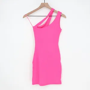 Naked Wardrobe Hot Pink Asymmetrical One Shoulder Mini Dress Side Slit Small thumbnail 3