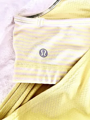 Lululemon Lime/Yellow Tank w/Striped Built In Bra-S (4/6) thumbnail 4