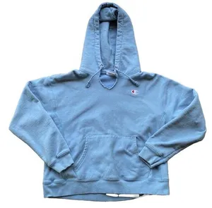 Champion Vintage Reverse Weave Light Blue Size Large V Neck Hoodie thumbnail 1