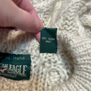 American Eagle VTG Icelandic Wool Cable Knit Chunky Sweater Fisherman Preppy thumbnail 8