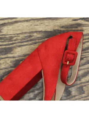 NWT Sun + Stone Womens Reemaa Peep Toe Block Heel Platform Sandals Red 9M thumbnail 10