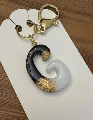 Handmade Gold and Black Initial G Key Holder thumbnail 1