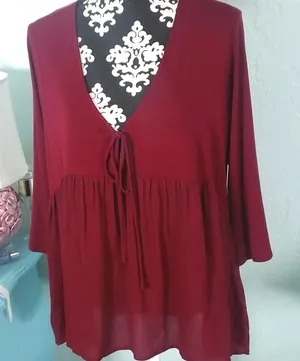 Kimchi Blue Urban Outfitters burgandy rayon blouse nwot thumbnail 1