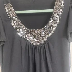Agenda Black Scoop Neck Tunic with Silver Sequin Embellishment thumbnail 2
