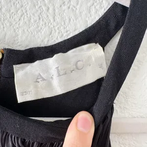 A.L.C. Black Gray Draped Halter Neck Shift Mini Dress Elegant Party Dress Size M thumbnail 4