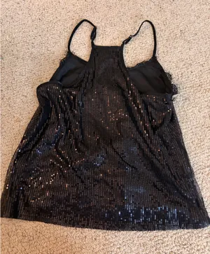Black sequin thrifted top thumbnail 2