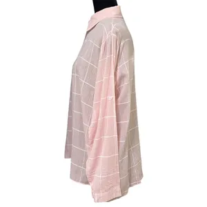 Adora Pink White Striped Sheer Button Shirt Roll Tab Sleeves Medium thumbnail 3