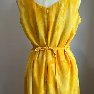 VTG Joseph Ribkoff Yellow Watercolor Midi Dress Sleeveless Art Print 12‎ thumbnail 5