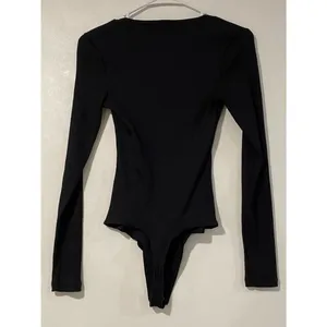Abercrombie Ribbed Bodysuit Black XS Long Sleeve Scoop Neck thumbnail 3