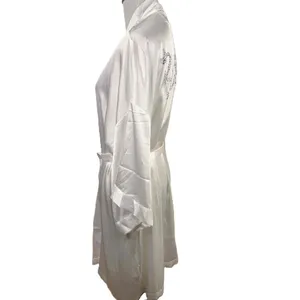 Victoria's Secret Bridal Rhinestone Bride White Long Sleeve Silky Robe Size M/L thumbnail 3