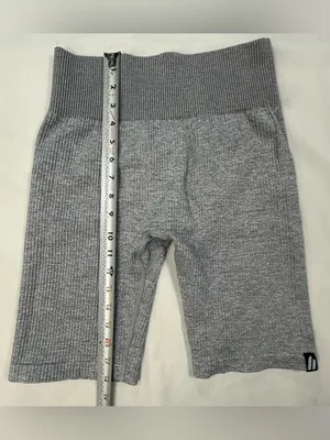 Hypr MV High-Rise Ribbed Gray Women's Bike Shorts thumbnail 4