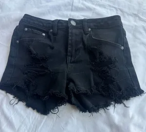 Almost Famous Black Distressed Frayed Denim Shorts thumbnail 1