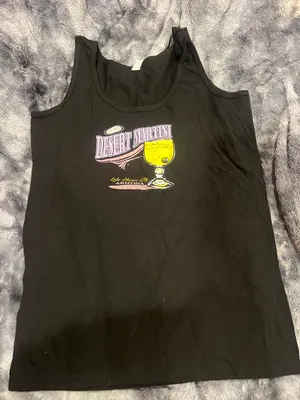 District Black Tank Top with Yellow Desert Martini Graphic thumbnail 1