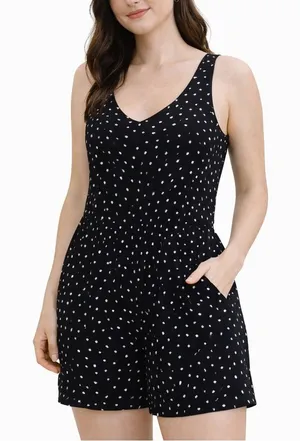 Forever 21 Black Polka Dot Romper |‎ Size Small thumbnail 1