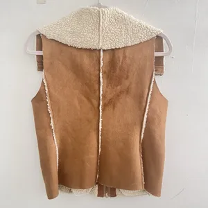 Michael Kors Faux Suede Sherpa Vest Camel Brown Petite Small P/S bohemian thumbnail 5