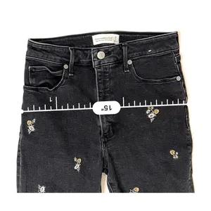 Abercrombie & Fitch‎ Black Embroidered High Rise Skinny Ankle Jean 26/2 Long thumbnail 6