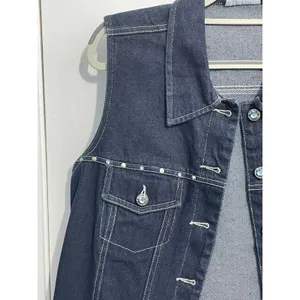 Y2K Faded Glory Denim Vest Large Rhinestones Western Rockabilly Rodeo 90s thumbnail 2