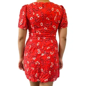 Free People Jinx Red & White Floral Print Cut Out Tie Front‎ Romper Dress Size 4 thumbnail 2