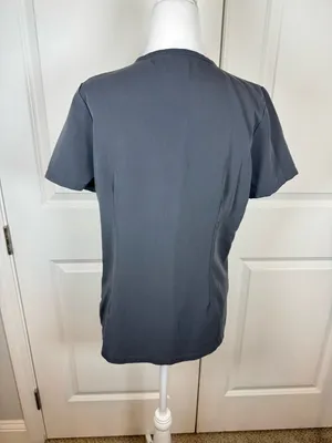 Mandala Scrubs Gray Scrub Top Small Stretch V Neck Medical Nurse Doctor Uniform Pocket thumbnail 2
