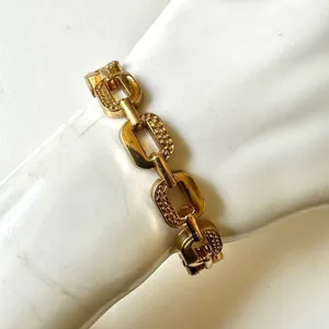 Gold tone link hinged bracelet thumbnail 4