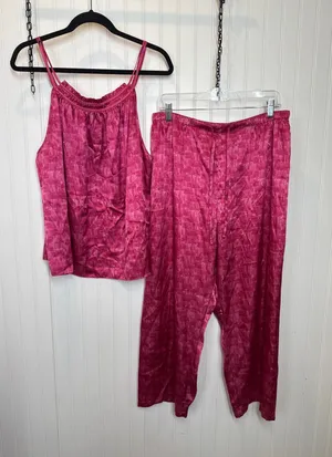 Oscar de la Renta Pink Label PJ Set Red Lounge Womens Size XL thumbnail 1