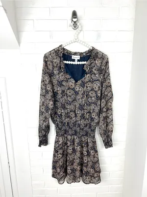 Veronica M Patterned Drop Waist Long Sleeve Dress Size XS thumbnail 2