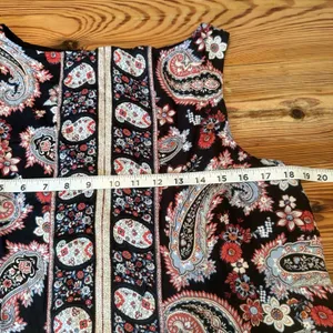 J. Jill Layered Tank‎ Top Sz MED PET Black Paisley Split Back Lined Tunic Flowy thumbnail 9