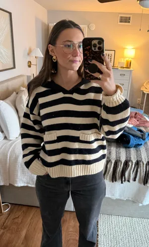 Zara Navy Striped Sweater  thumbnail 1