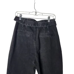 White Fox Black Denim Tapered Leg Button Fly High Rise Belted Ankle Jeans Medium thumbnail 6
