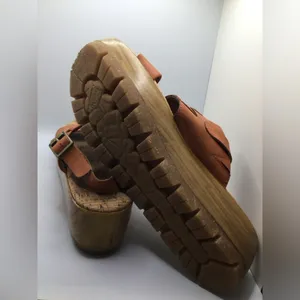 Rare Cute Korks by Kork Ease Tan Leather Wedge Sandals Women's Size US8 thumbnail 3