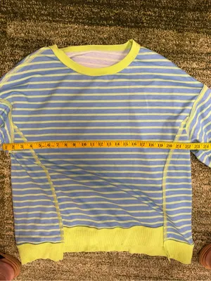 SHEWIN Womens Oversized Tops Crewneck Striped Sweatshirt Pullover Shirt thumbnail 3