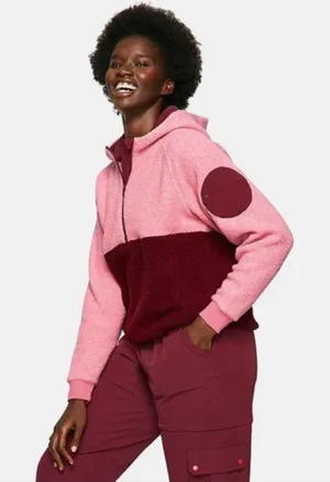 Outdoor Voices MegaFleece Half-Zip Hoodie in Truffle Pink Burgundy, Size Small thumbnail 1