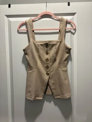 Maeve Anthropologie Structured Longline Vest XS Soft Camel NWT thumbnail 2